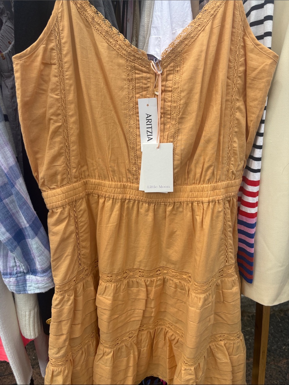 Aritzia Little Moon Pale Yellow Tiered Sundress